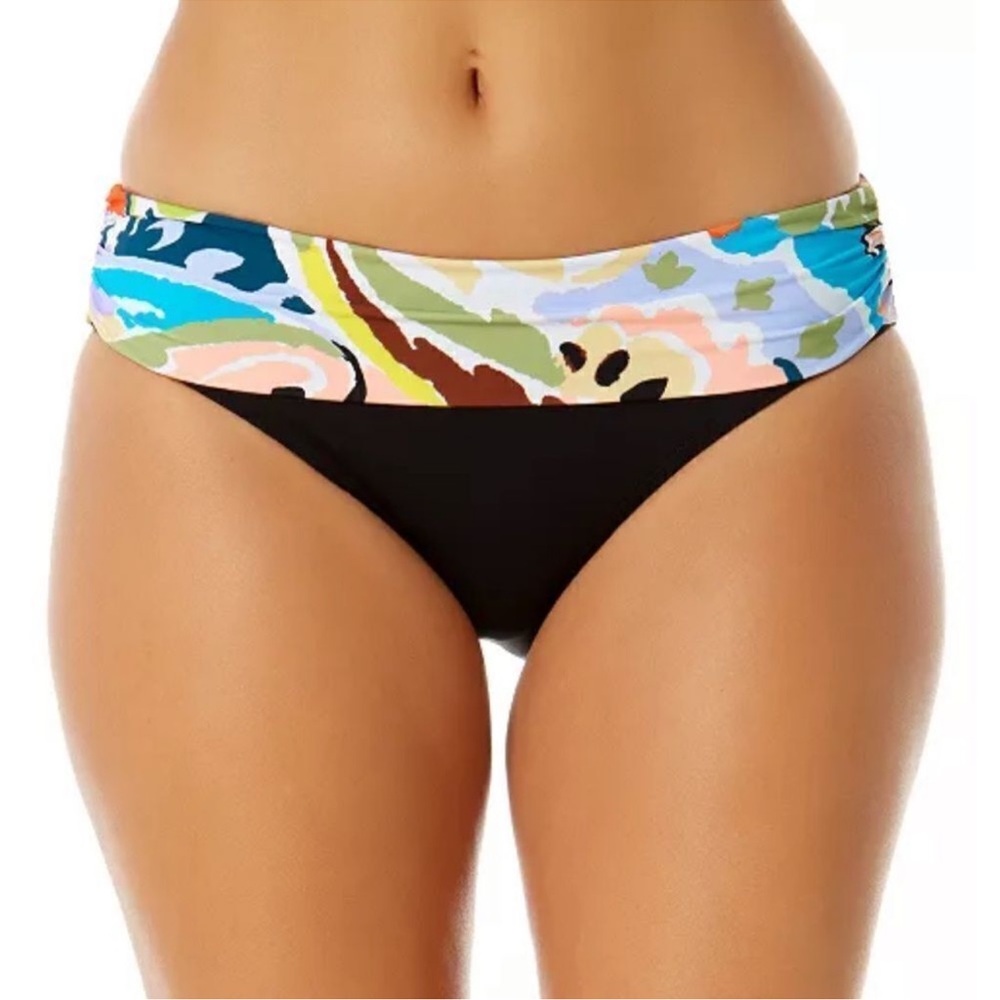 👙 ANNE COLE  Black Bikini with Vibrant foldover Waistband SIZE small & XS NWT ✅
